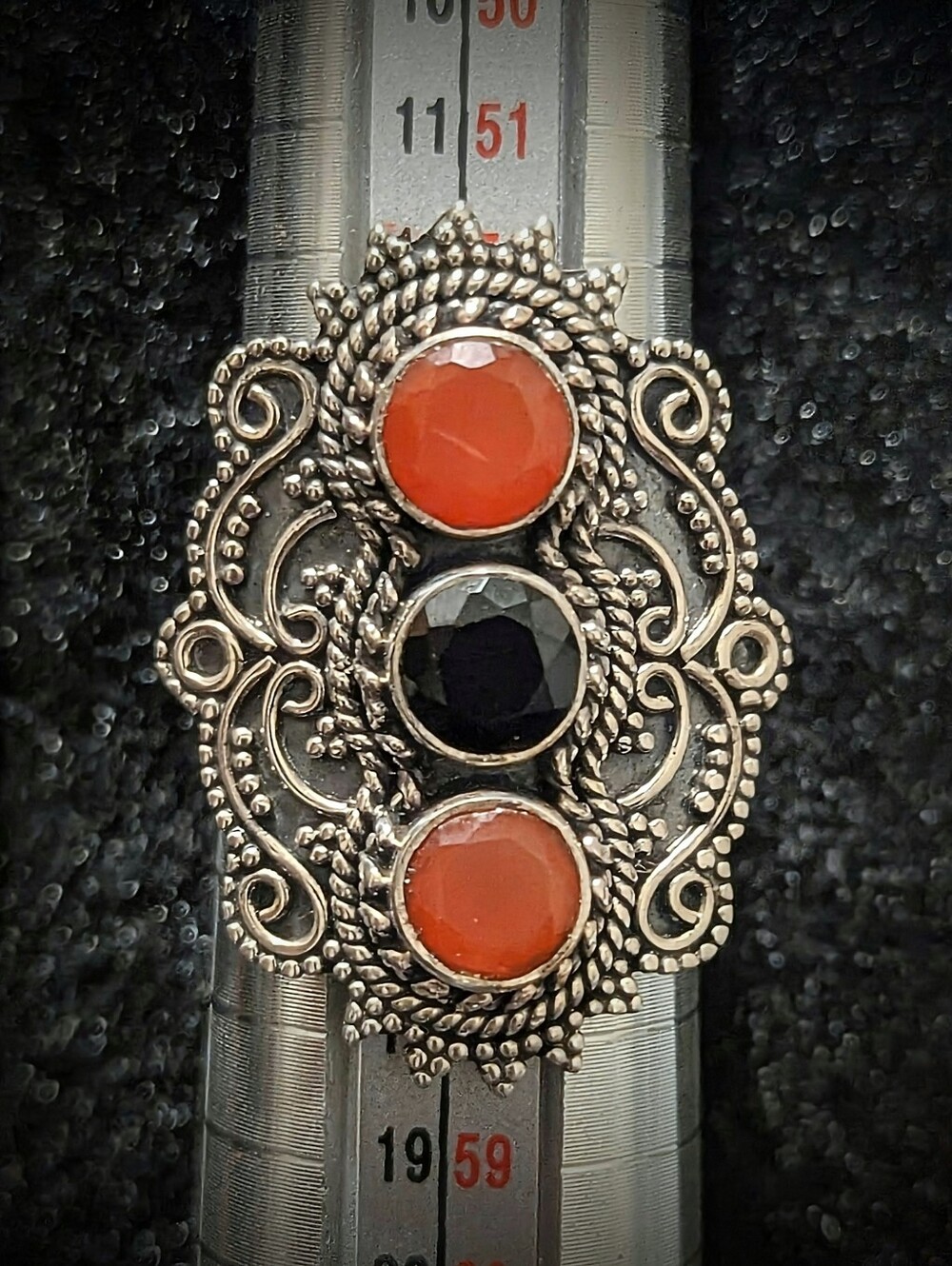 Bali 3 stone Shield ring Set In 925 sterling Silver